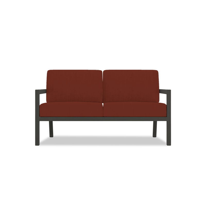 Vivant 56.25" Wide Outdoor Loveseat with Sunbrella® Cushions, Canvas Charcoal Sunbrella® Canvas, Black