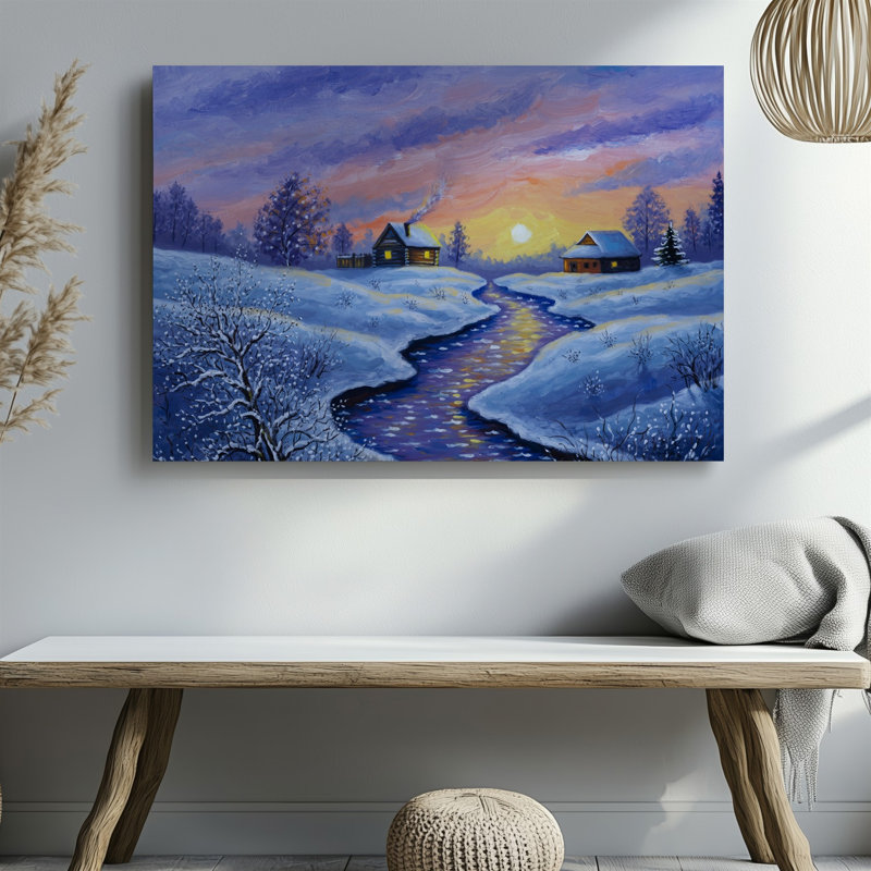Toile, "Un paysage d'hiver serein à l'aube", art mural avec une scène tranquille, H 9 po x l 12 po