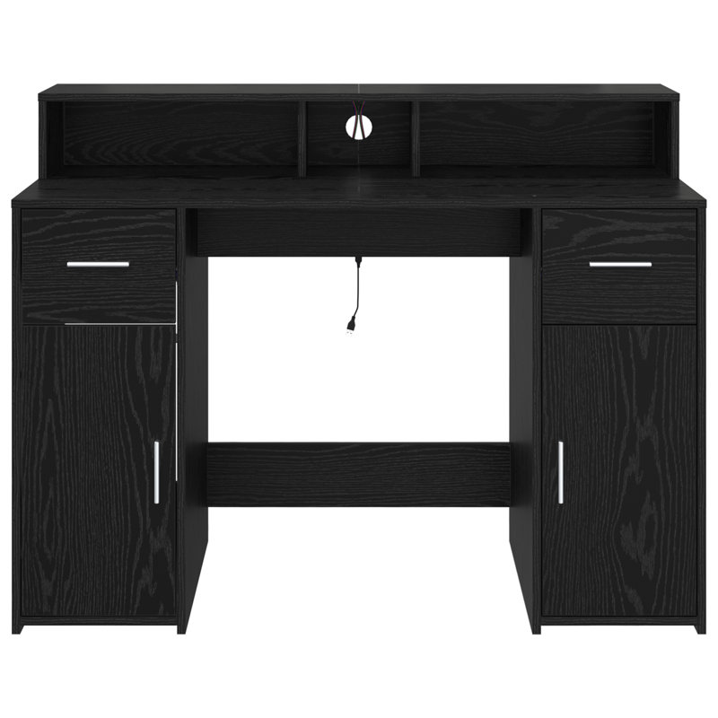 Desk Black Oak 55x91 Cm Engineered Wood, 91cm H x 120cm W x 55cm D