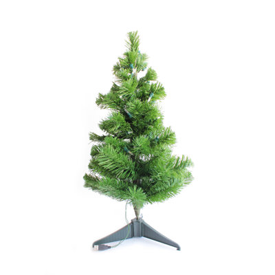 Arbre de Noël artificiel pin vert pré-éclairé 2 pi avec 50 lumières claires USB
