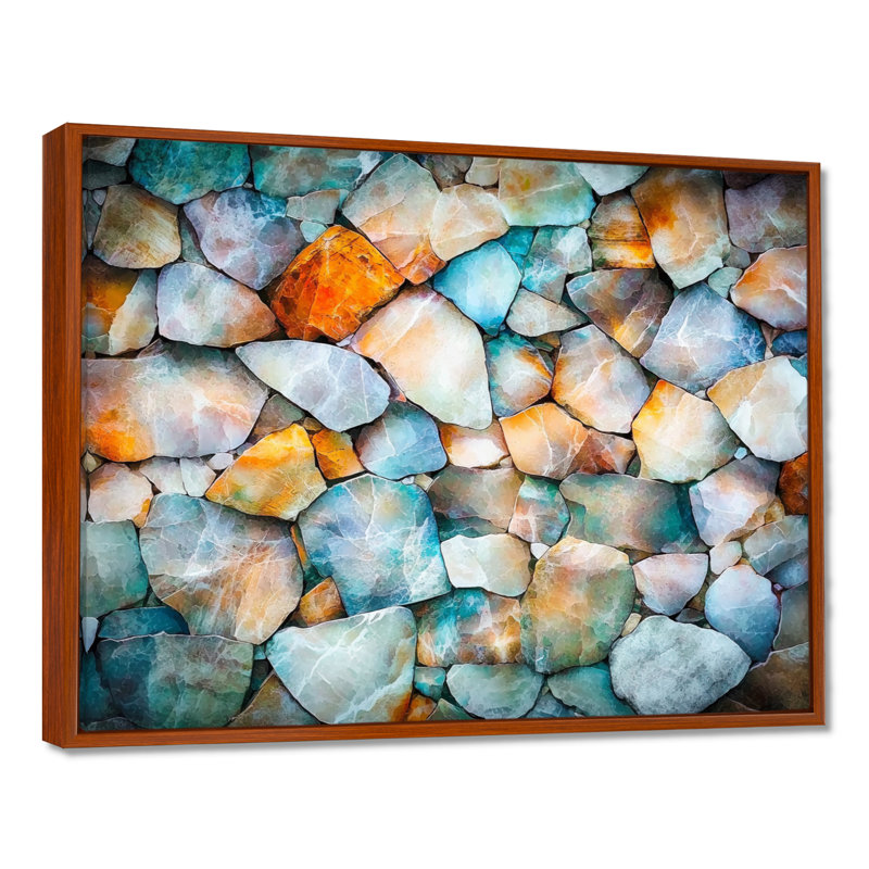 Mosaïque de marbre Art I, H 30 po x l 40 po, Impression dans un cadre flottant sans passe-parto, Brun
