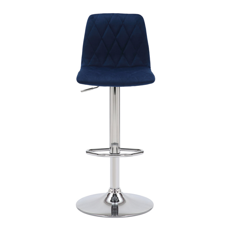 Adelaid Swivel Upholstered Adjustable Height Counter Stool with Metal Frame, Blue