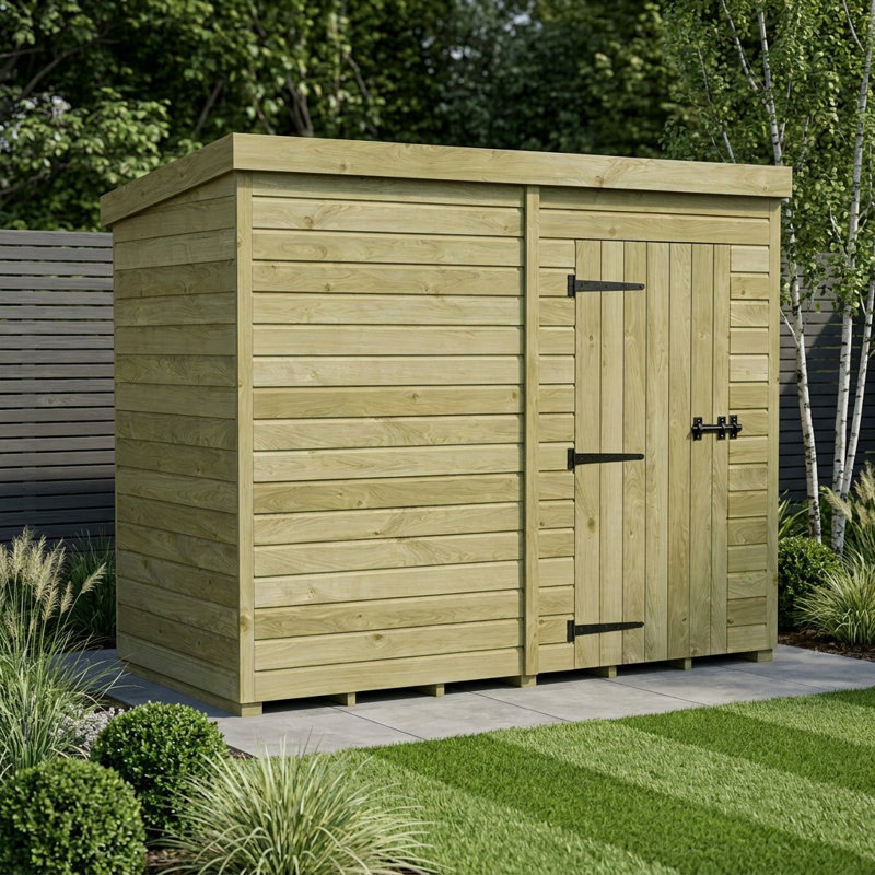 Total Sheds 8ft x 4ft Pent Garden Shed - Single Door - No Windows - Pressure Treated Timber - UK Manufactured