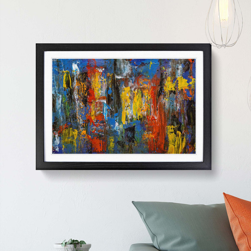 Abstract Art Painting Vol.264 by S.Johnson - Picture Frame Painting Print, 62cm H x 87cm W x 2cm D, Black Framed