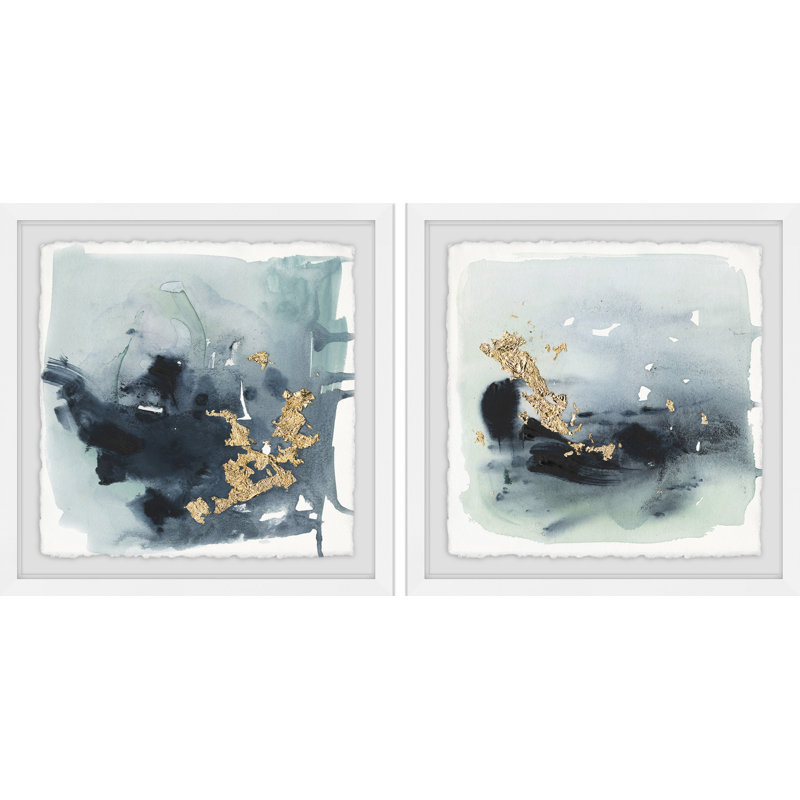 «Golden Smear», ensemble de 2 reproductions de peintures à l'aquarelle encadrées, H 32 po x l 32 po x P 1,5 po