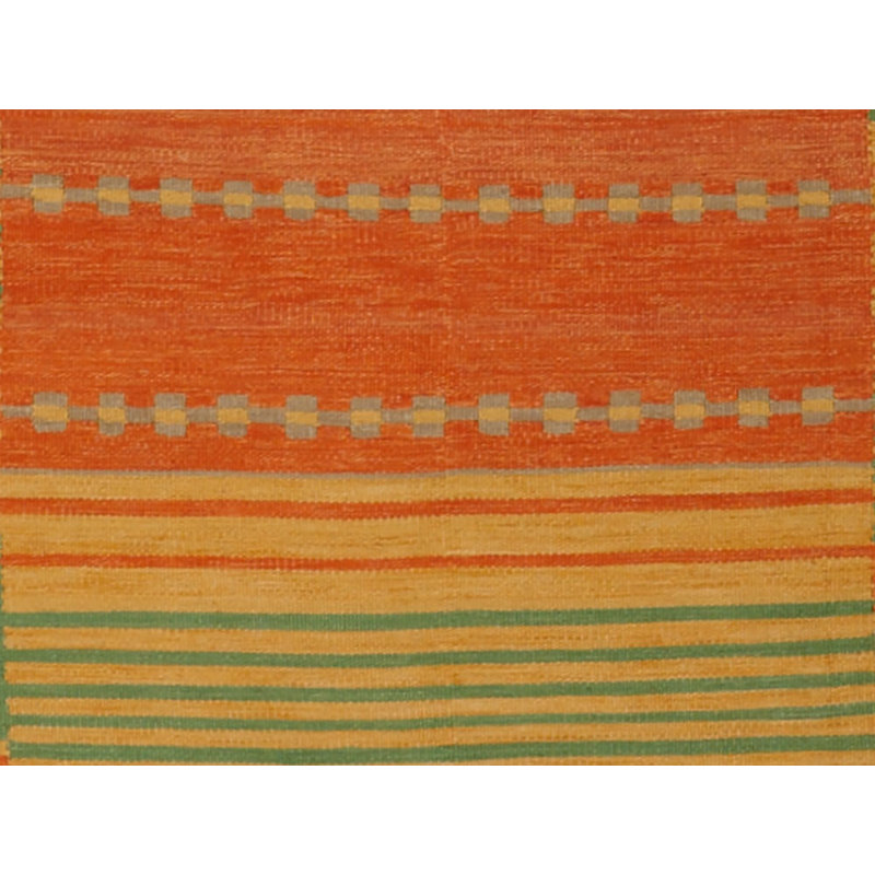 Tapis orange/vert handwoven à tissage plat