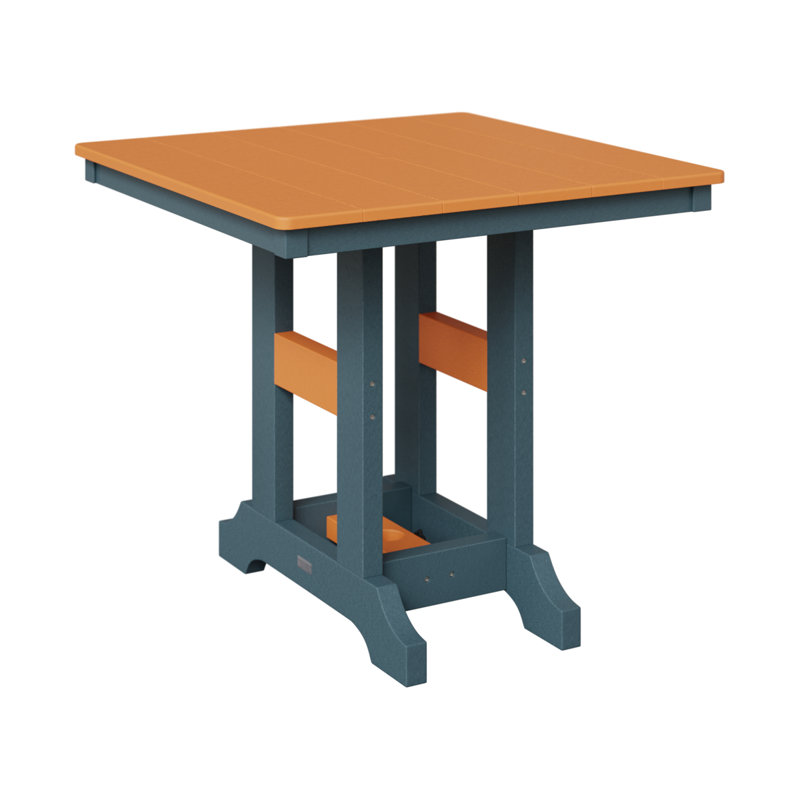 Garden Classic Outdoor Square Bar Table, Slate, Mango Orange, 35.5" H x 33" W x 33" D