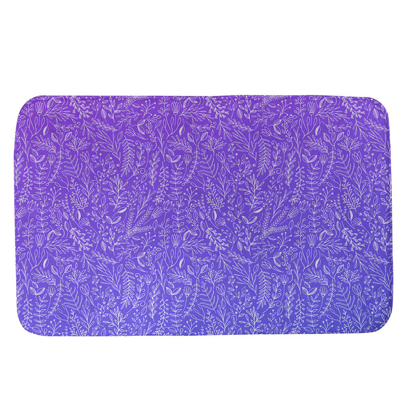 Leffel Memory Foam Non-Slip Bath Rug, 17" W x 24" L, Purple/Blue