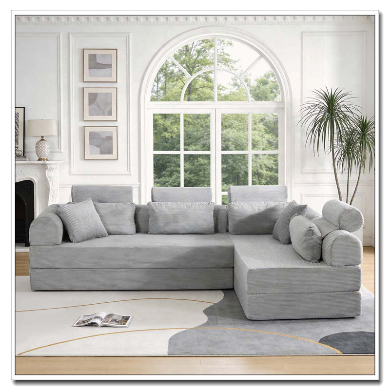 Canapé modulaire en L, Gris clair