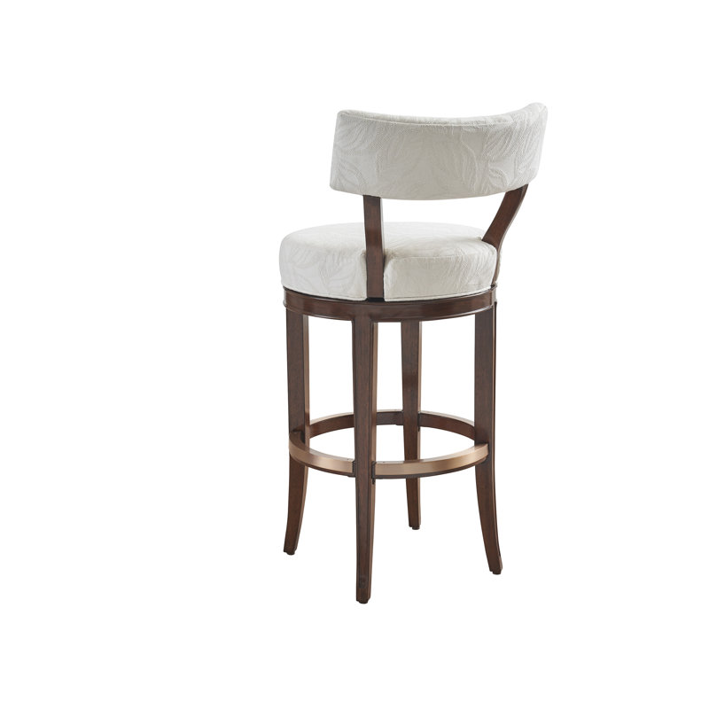 Rendezvous Swivel Upholstered Counter Stool, Bar Stool (30” Seat Height), White Flower