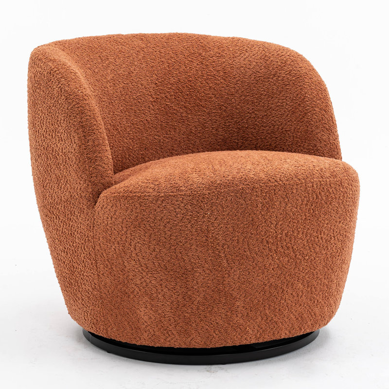 Hadriel Boucle Swivel Barrel Chair, Caramel Boucle