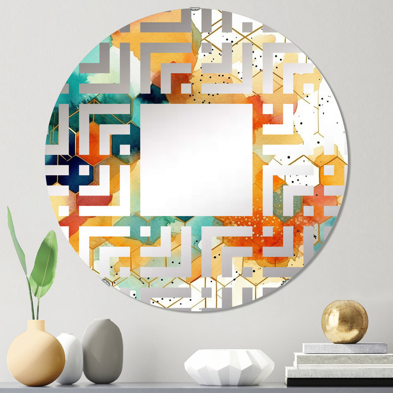Miroir décoratif coloré Hexagone I - Maze MIR102425 C, 23,6 po x 23,6 po