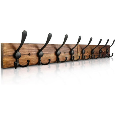 Coat Rack Wall Mount 31.5'' Coat Hanger Wall Mount Burnt Brown Coat Hooks For Wall Rustic Towel Racks For Bathroom Living Room Coat Hat Cloth