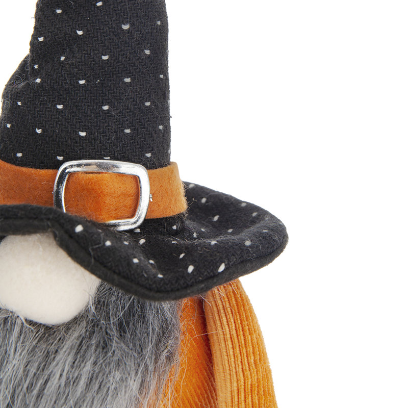 Fabric Standing Gnome With Gnome & Holding Banner Set of 2 6.3" x 4.3" x 16" Orange/Black