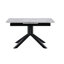 Table de salle à manger rectangulaire moderne avec plateau en panneau de fibres à densité moyenne peint gris clair et pieds en métal géométriques robustes, table de cuisine contemporaine pour la salle à manger, le bureau ou les petits espaces (marbre gris clair, 1 table)