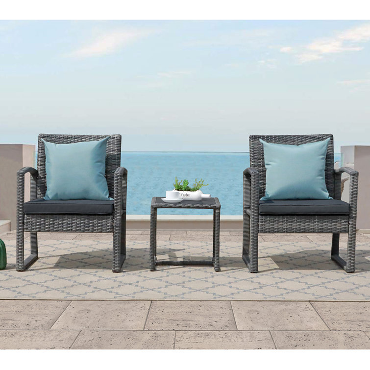 Ables Wicker 2 - Person Patio Conversation Sets with Cushions