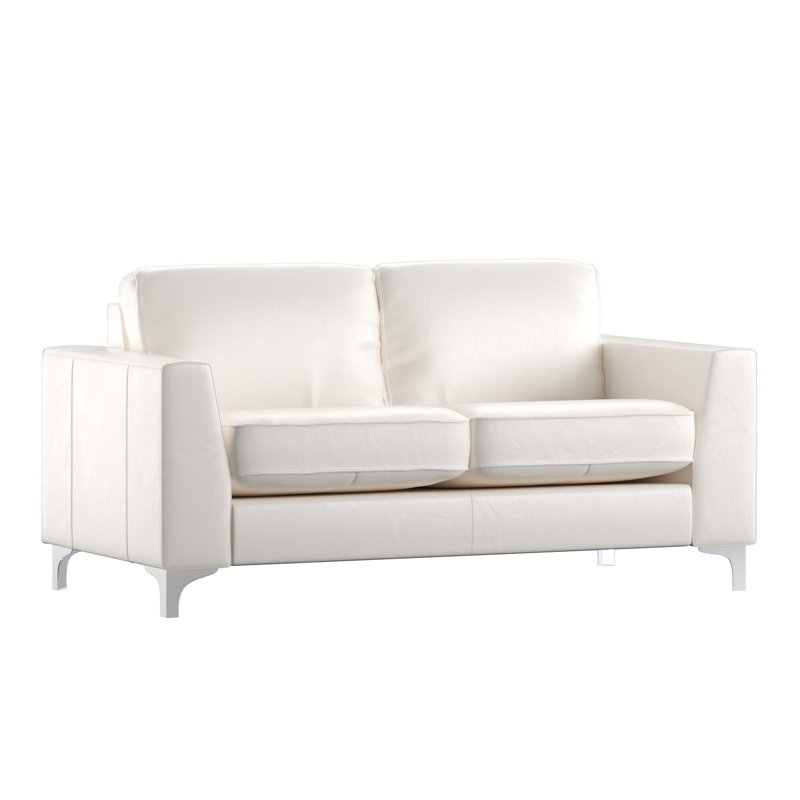 Causeuse à accoudoirs carrés en cuir Shupe, Cuir assorti blanc