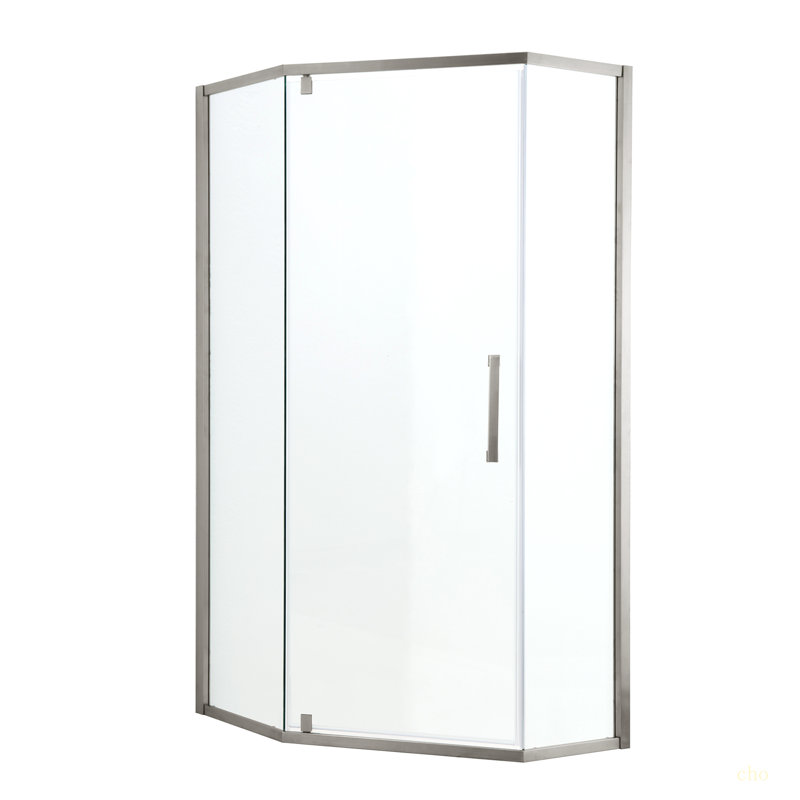 Porte de douche 34-1 / 8 "X 72" Cabine de douche semi-sans cadre à charnière, Chrome chrome
