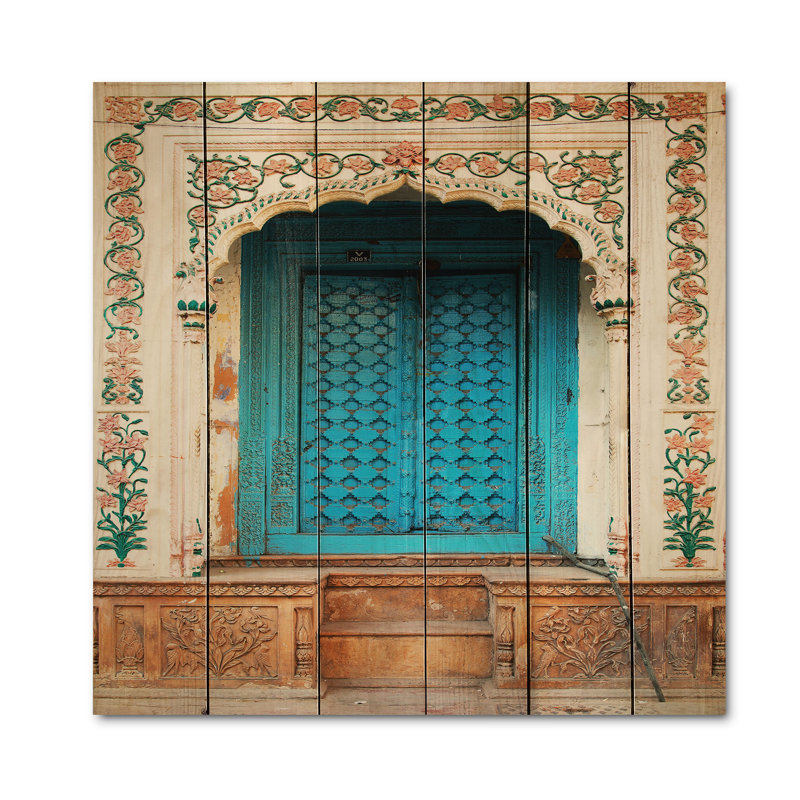 Blue Floral Rajasthani Metal Bin / Planter Blue Floral Rajasthani Metal Bin / Planter