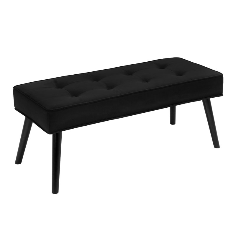 Banc de 40 po pour le hall d'entrée, Velours noir, H 17,7 po x l 40 po x P 16,1 po