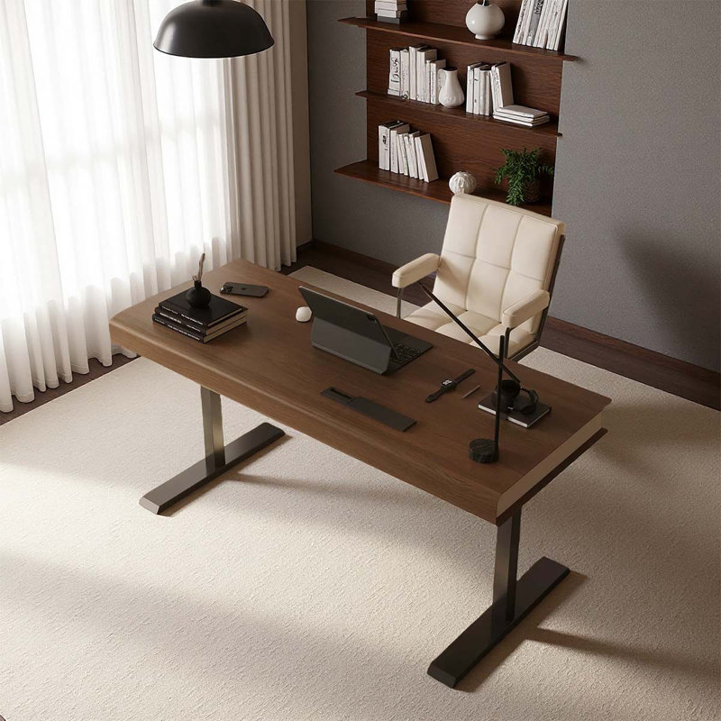 WoodModern style adjustable computer, 29.59" H x 70.87" W x 23.62" D