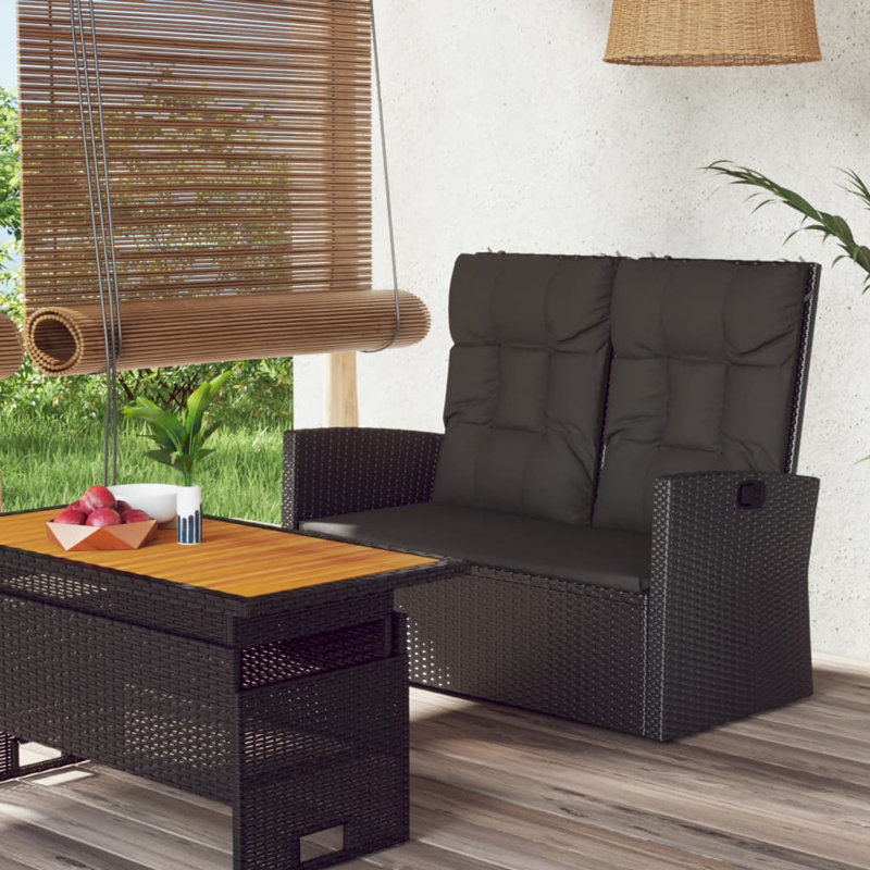Banc de jardin en osier, Noir, Noir