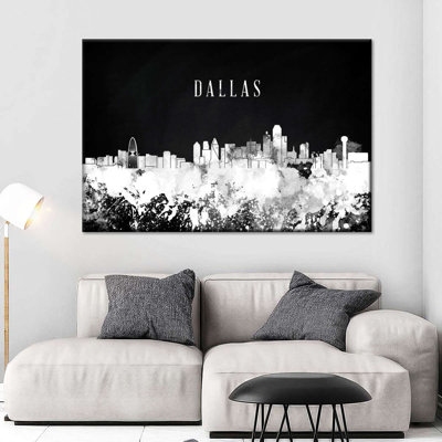 Impression sur toile Dallas Skyline BW