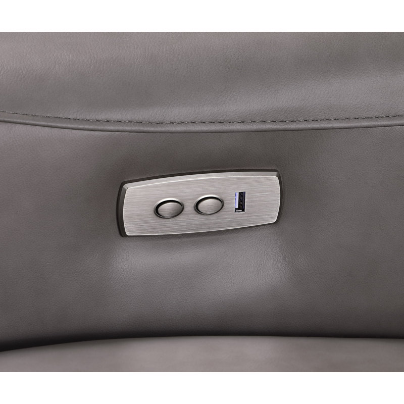 Luxury Sierra Italian Leather Power Reclining Sectional With Plush Seating And Usb Connectivity, Gray Leather