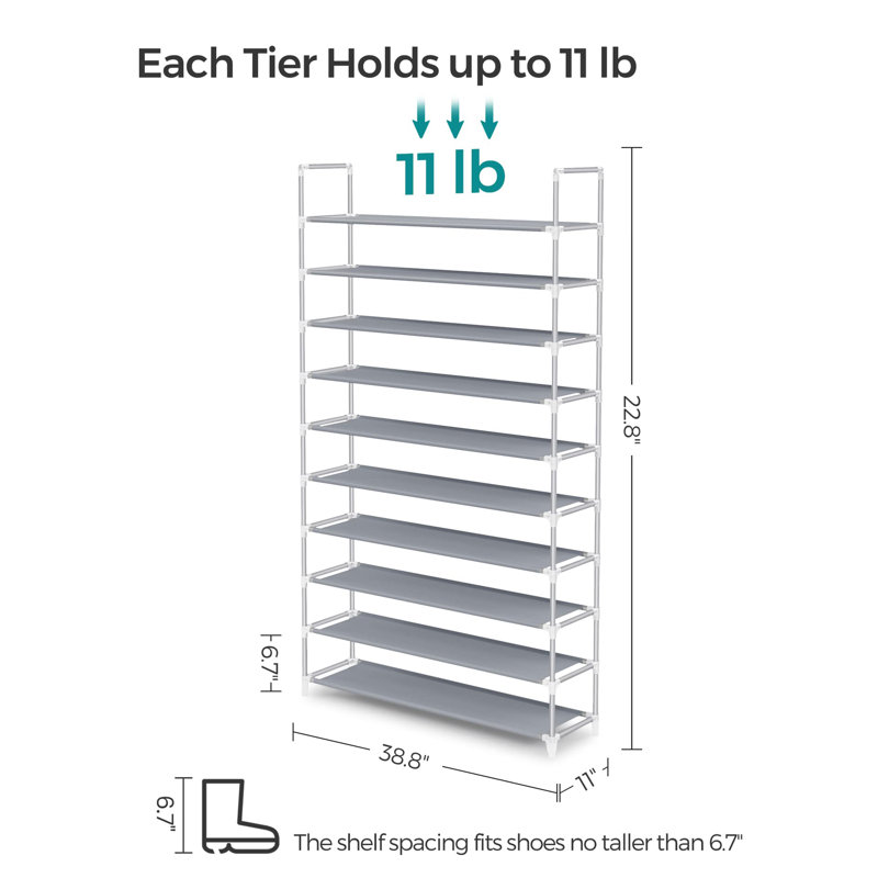 50 Pair Shoe Rack, Gray