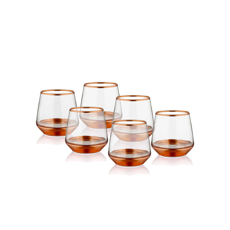 Prattville 445ml Handmade Drinking Glass Set, Orange