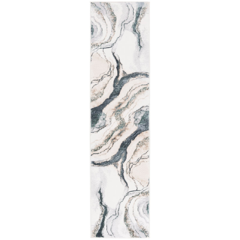 Joonyoung 100 Performance Abstract Rug, Runner 2' x 8'