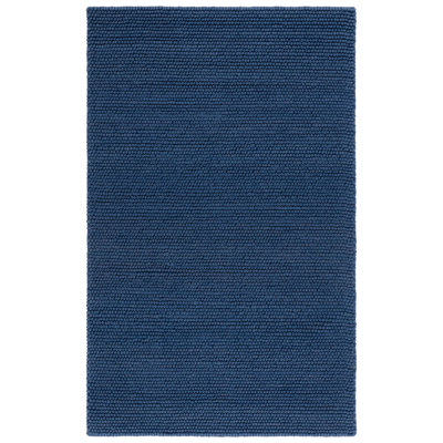 Amira Solid Color Handwoven Wool/Cotton Area Rug in Blue