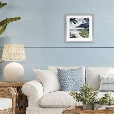 Beachy Tropical Vibes Framed Print Under Glass, design by Elara Yasna