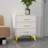 Kaysa 3-Drawer White Nighstands with Gold Handles Modern Bedside Table Sofa Side Table