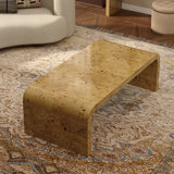 Shelmerdine 48" Burl Wood Coffee Table– Handcrafted Elegance with Sleek Curves