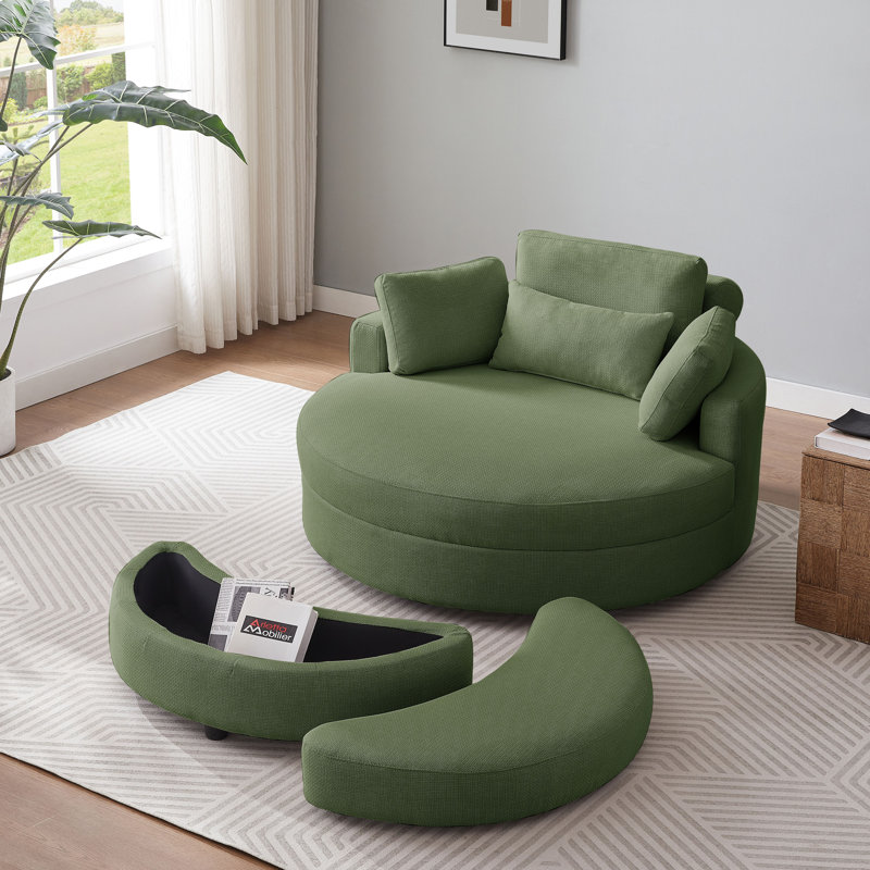 Dashton Upholstered Barrel Chair with Ottoman