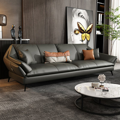 Gray Genuine Leather Standard Sofa cushion Loveseat