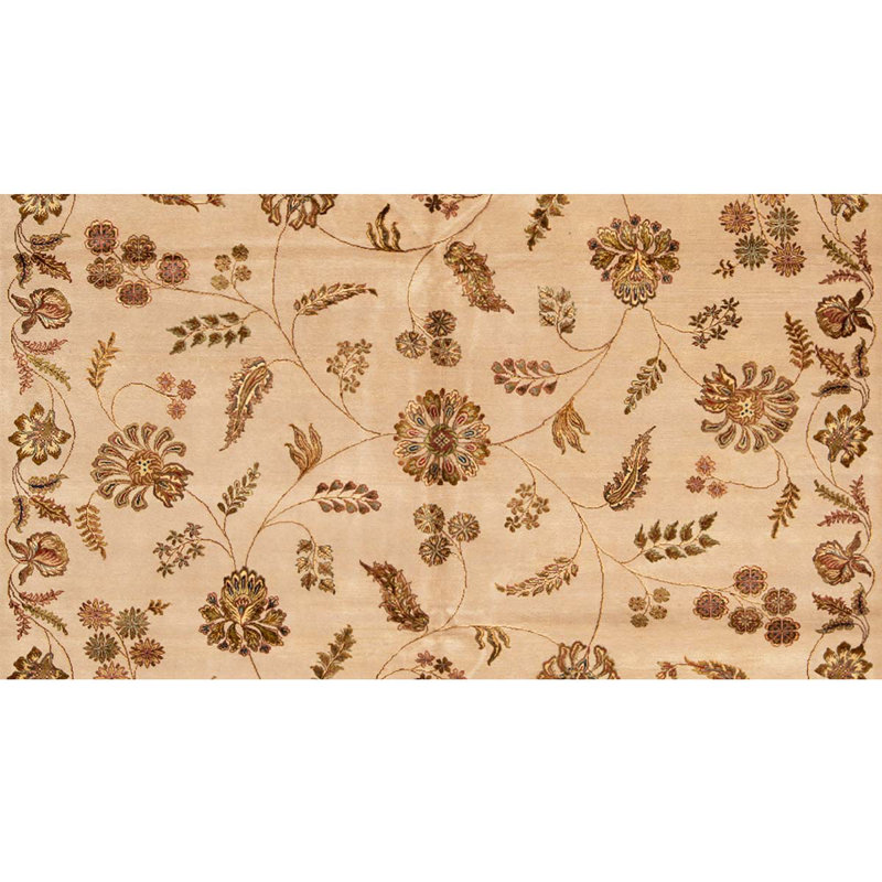 Tapis brun / beige noué à la main de conception unique 8 pi x 9 pi 8 po
