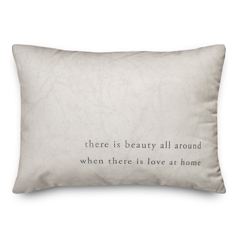 Off-White Spun Polyester Indoor/Outdoor Reversible Throw Pillow