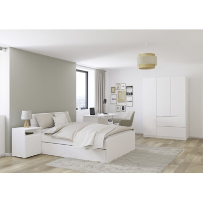 Joel 4 Piece Bedroom Set Bed, bedside table, desk and wardrobe MADE IN GERMANY