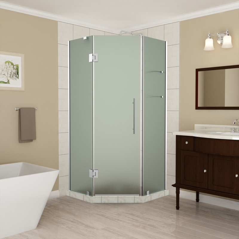 Merrick GS Hinged Frameless Shower Door, Chrome