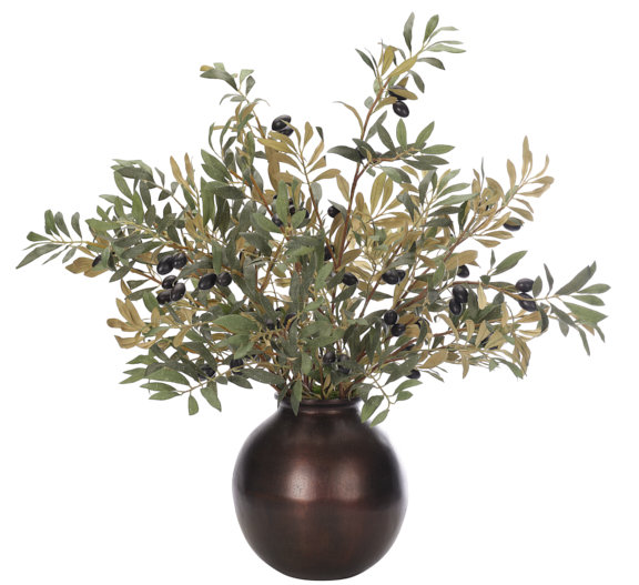 Olive Branch, Metal Jar, 29wx25dx30h