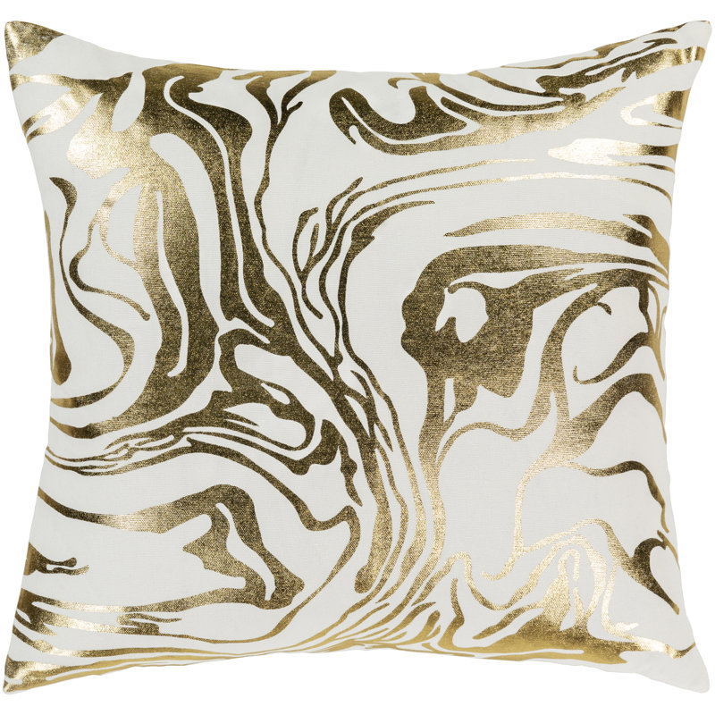 Crescent Abstract Cotton Throw Pillow, 18" x 18", Polyester/Polyfill, Brown