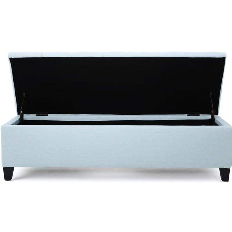 Versatile Blue Fabric Bench - Button Tufting, 51"W X 17.5"D 17"H For Foyer Storage With Chic Diamond Stitch, Blue