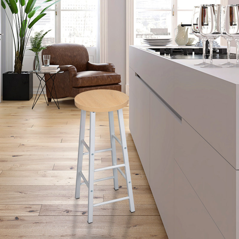 Upholstered Counter Stool with Metal Frame, 1, Light Woodlook