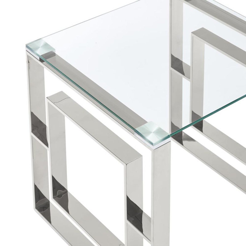 Kirkhill Glass Top End Table, Chrome