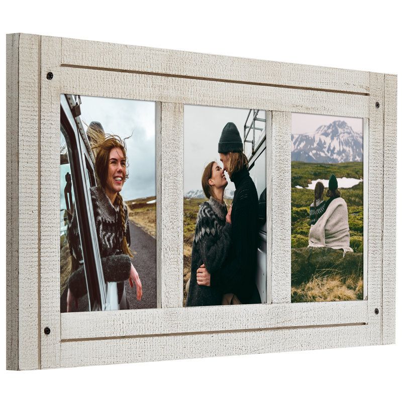 Terrapin Americanflat Hinged 4x6 Triple Picture Frame - 3 Photo Openings - Plexiglass, Aspen White