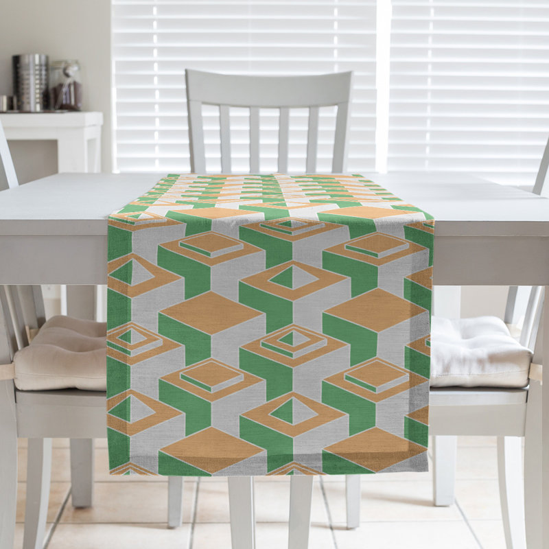 Chemin de table Classic Skyscrapers, 16 po x 90 po, Orange/vert