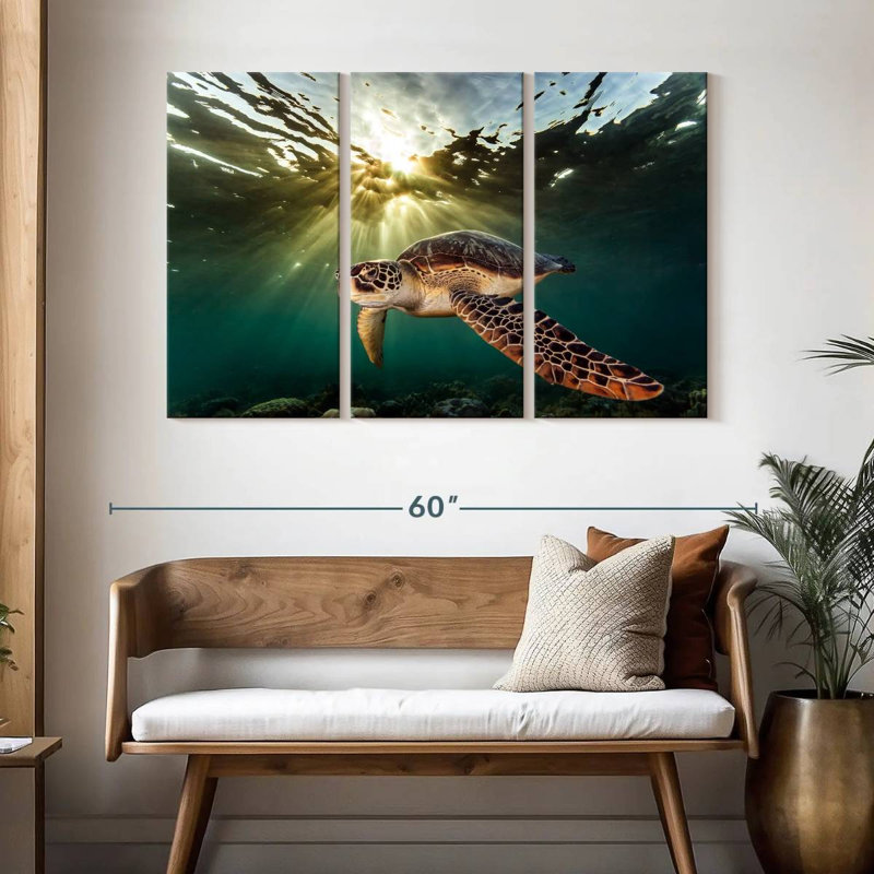 Rare Green Sea Turtle, 32" H x 50" W