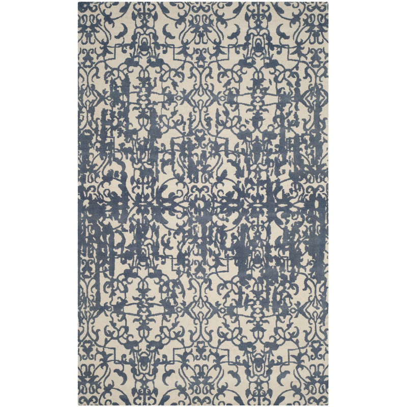 Tapis oriental gris / brun en laine touffeté à la main Ellicottville, Rectangle 3 pi x 5 pi